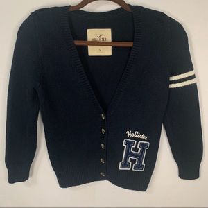 Hollister navy Blue H logo cardigan